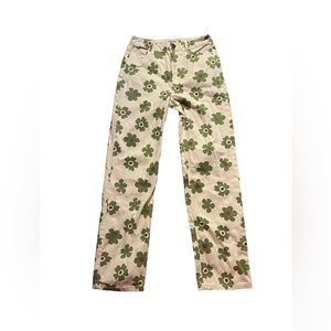 RSQ green flower jeans